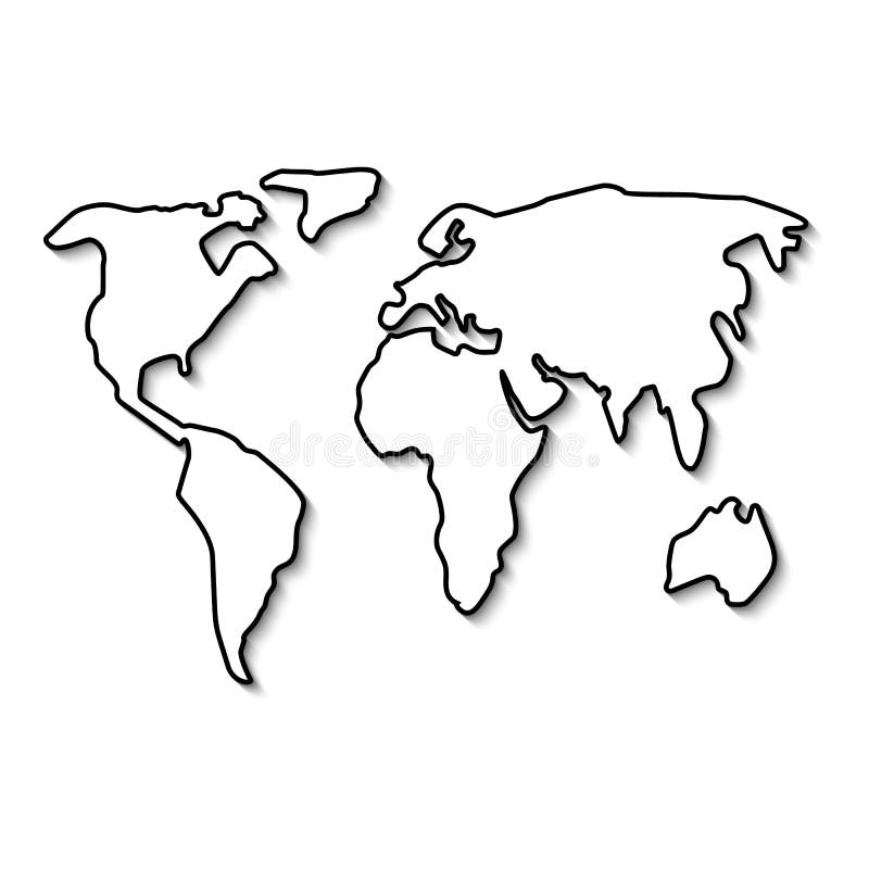 World map black line stock vector. Illustration of cartography - 103152824