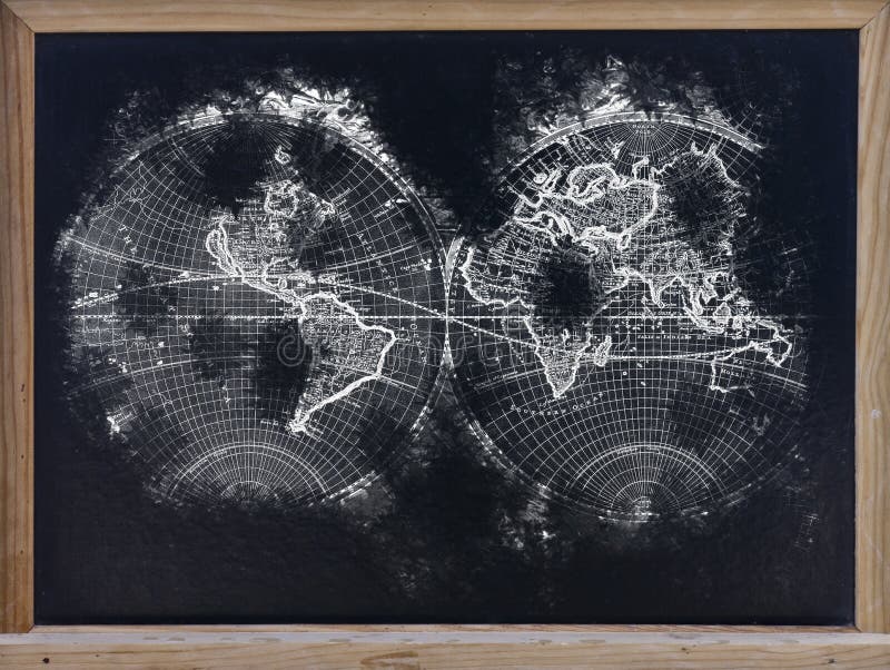 World map in blackboard