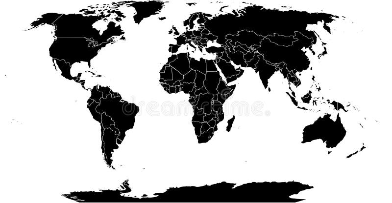 Mappa del mondo (con bordi), ogni piccolo dettaglio, come isole sono mostrati.