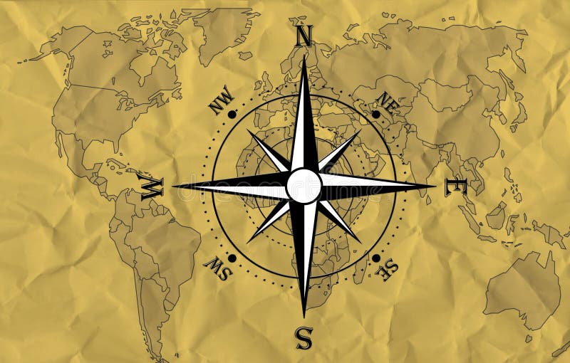 World Map With Compass Stock Illustration. Illustration Of Trip - 7754136