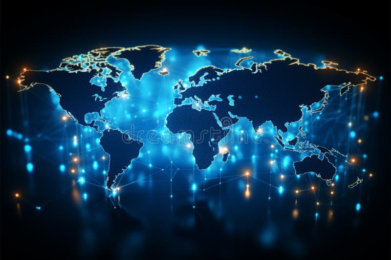 World Map Connection bildet eine futuristische Grundlage für zeitgenössische Websites lizenzfreie abbildung