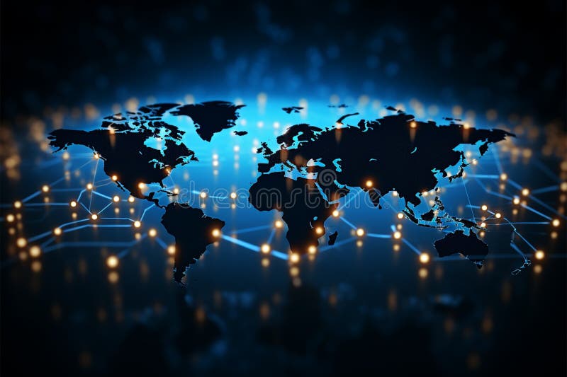 World Map Connection bildet eine futuristische Grundlage für zeitgenössische Websites lizenzfreie abbildung