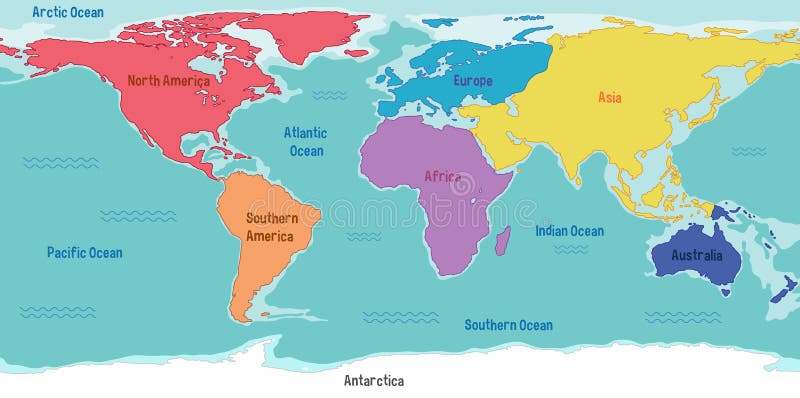 World Map Continents Stock Illustrations – 20,576 World Map Continents ...