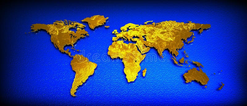 World map 3D gold royalty free illustration World map 3D gold royalty free illustration