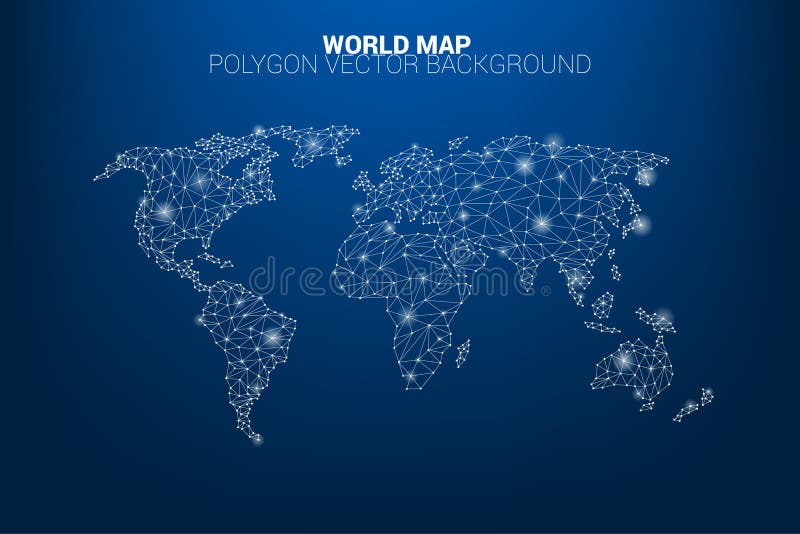 World map dot connection line polygon: concept of digital world, Data connection stock illustration World map dot connection line polygon: concept of digital world, Data connection stock illustration