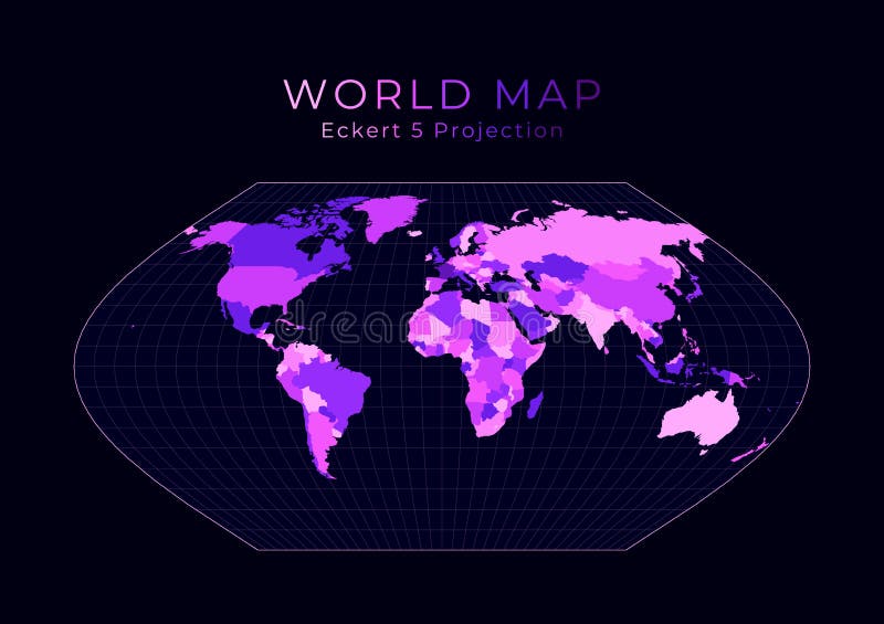 World Map. Eckert V projection. stock illustration