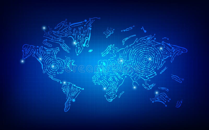 Electronic world map stock vector. Illustration of concept 107277516