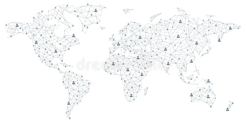 World Map - Global Human Connection Stock Illustration - Illustration ...