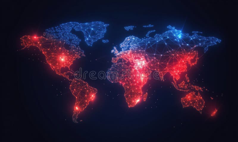 Visualization of secure digital infrastructure protecting global data networks and communications