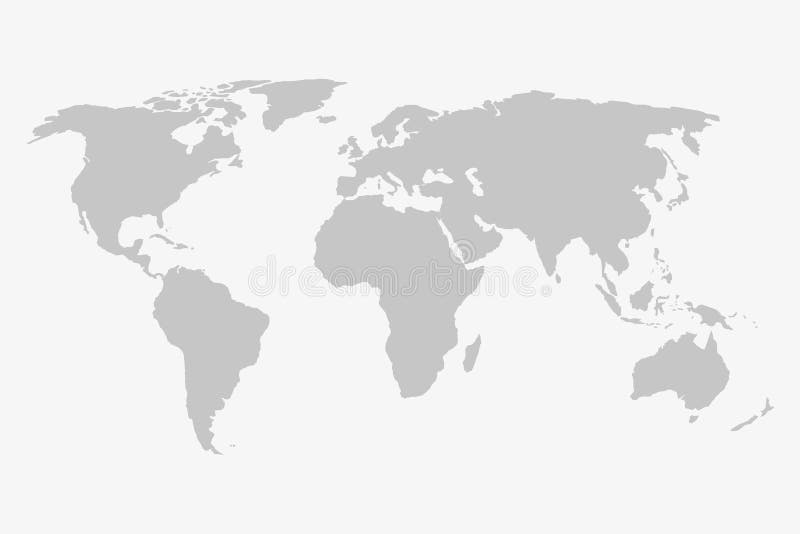 World Map In Grey On A White Background Stock Illustration