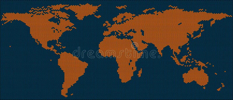 World Map Of Hexagon Tiles Stock Illustration Illustration Of World