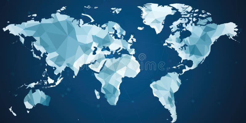 World map in low poly design with network lines on a dark background. AIG35. royalty free stock images