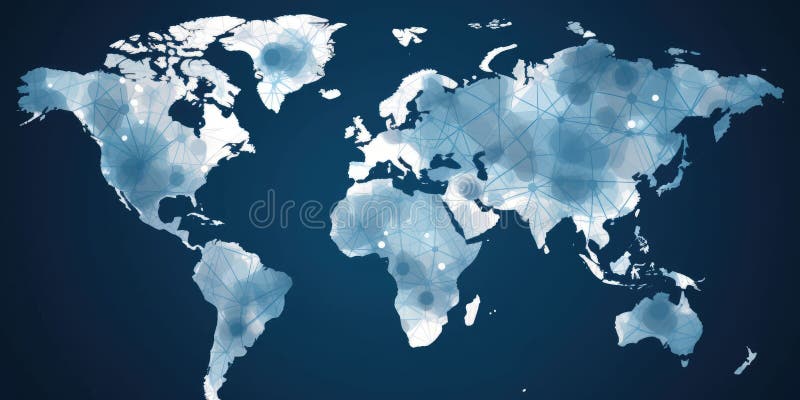 World map in low poly design with network lines on a dark background. AIG35. royalty free stock photos