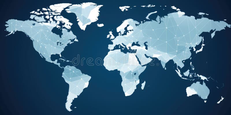 World map in low poly design with network lines on a dark background. AIG35. royalty free stock photos