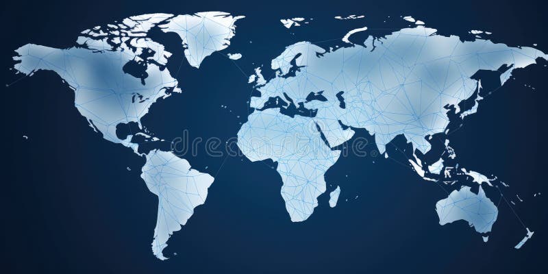 World map in low poly design with network lines on a dark background. AIG35. royalty free stock images