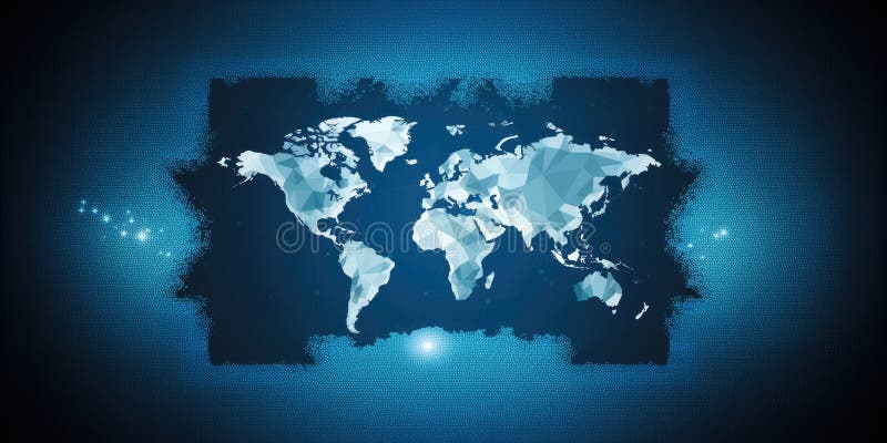 World map in low poly design with network lines on a dark background. AIG35. royalty free stock photo