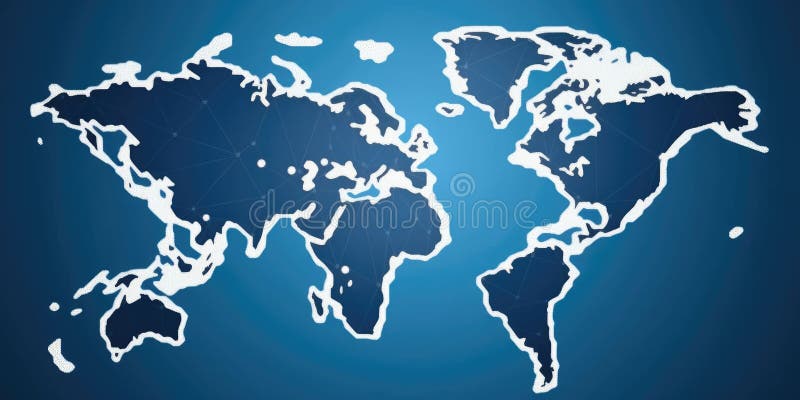 World map in low poly design with network lines on a dark background. AIG35. royalty free stock photos