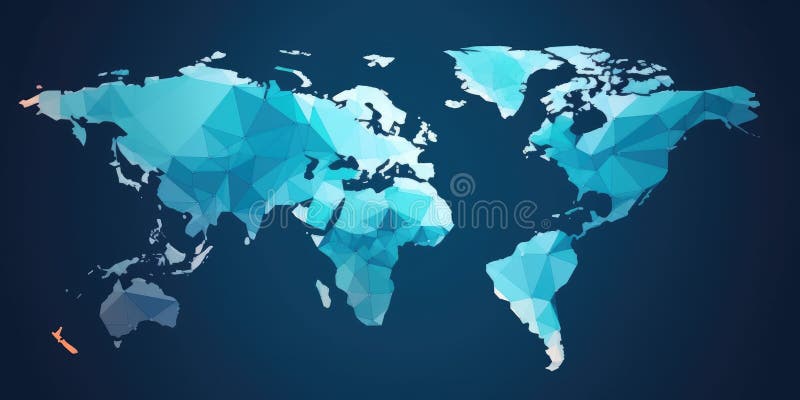 World map in low poly design with network lines on a dark background. AIG35. stock image
