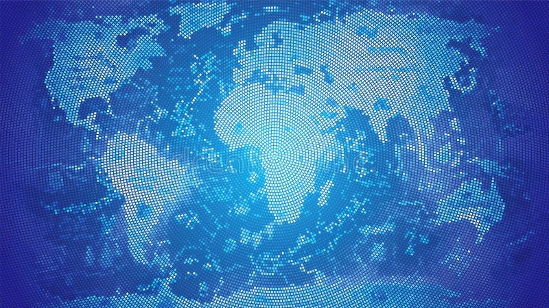 World map mosaic blue