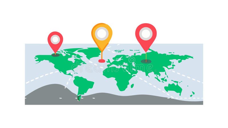World Map with Multiple Location Pins, Global Travel and Connectivity, vector design Generative AI stock illustration