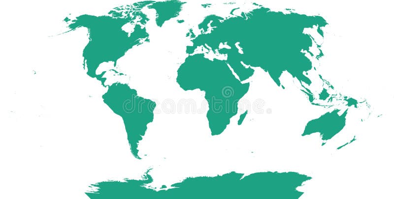 World map with outline in World Eckert I coordinate system stock illustration