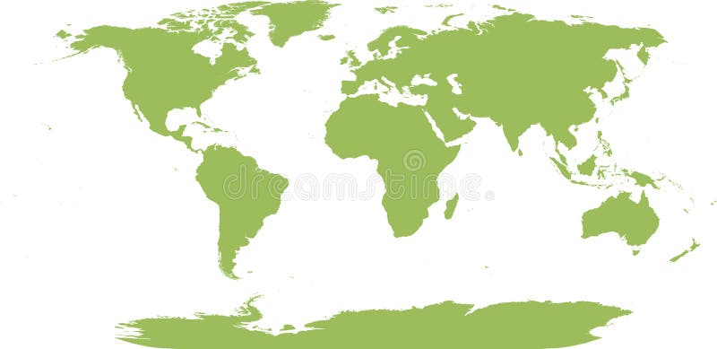 World map with outline in World Eckert III coordinate system royalty free illustration