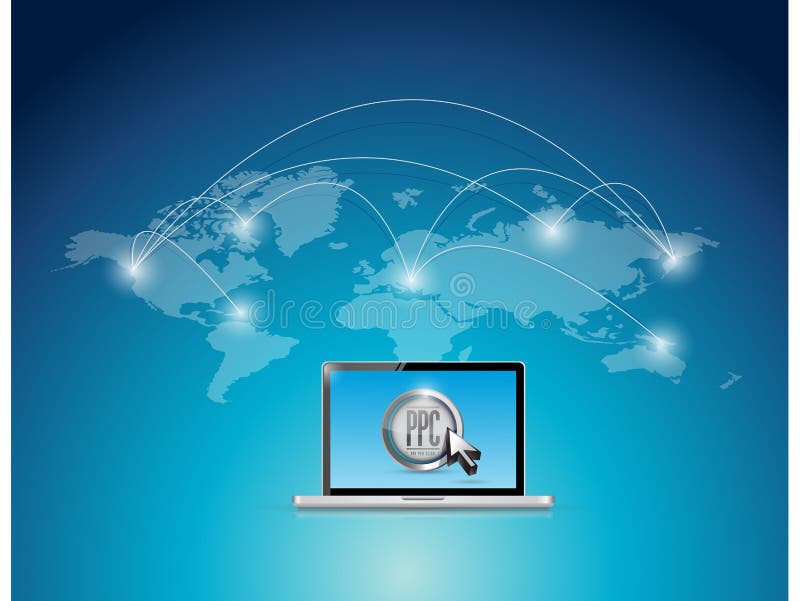 World map pay per click concept illustration royalty free illustration