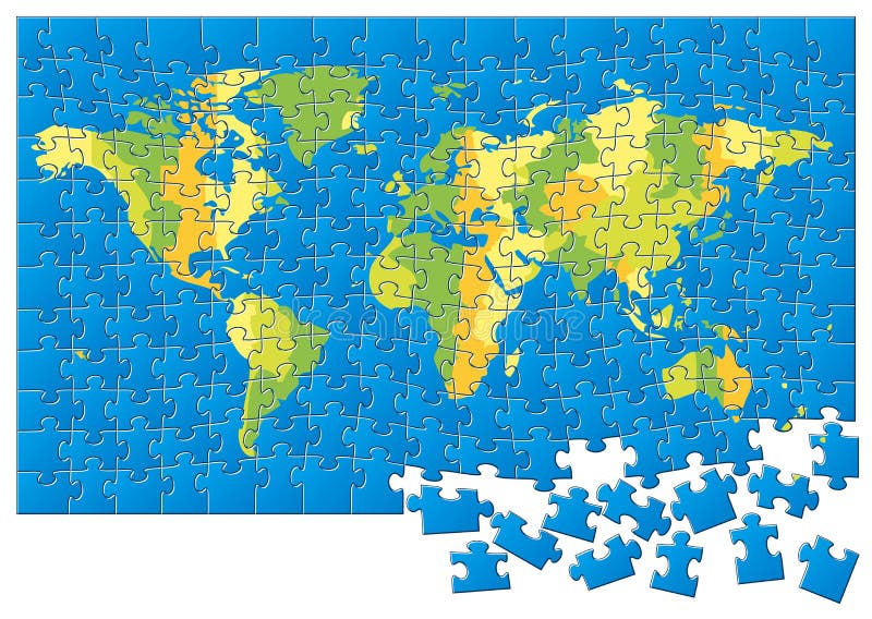 World map puzzle stock illustration