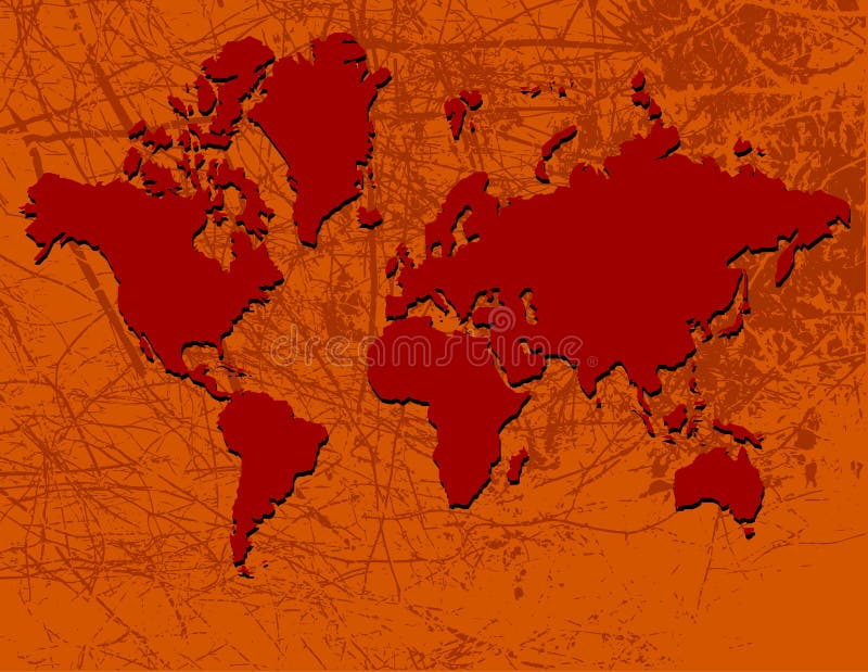 World map in red stock vector. Illustration of graphic - 6279443