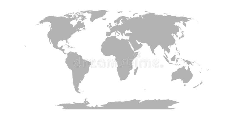 World Map in Robinson Projection. Solid gray land silhouette. Vector illustration