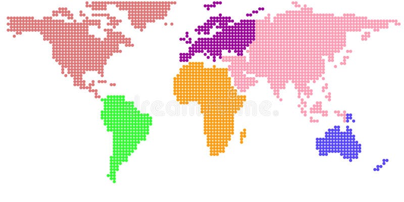 Round Pixel World Map Stock Vector Illustration Of Travel 7448706