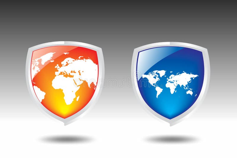 World map Shield vector stock illustration