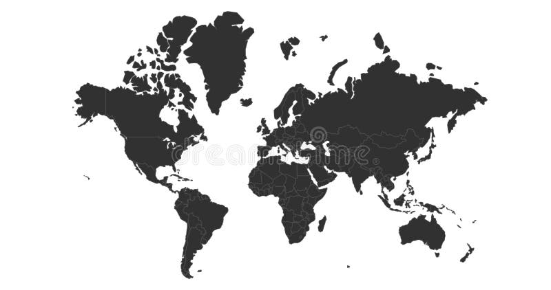 World map vector, isolated on white background. Can be used for anual report, inphographics. High Detailed Countries with borders stock illustration