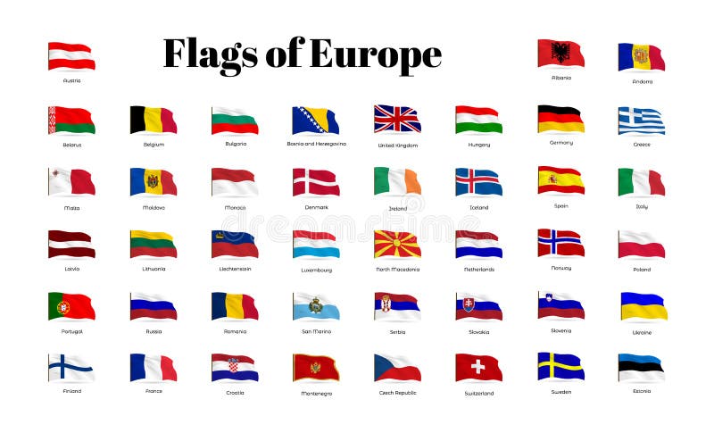 All National Waving Flags From All Over The World Stock Vector