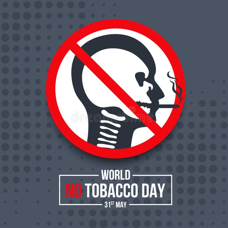 World no tobacco day banner with head skull in human are smoking sign vector design royalty free illustration World no tobacco day banner with head skull in human are smoking sign vector design royalty free illustration