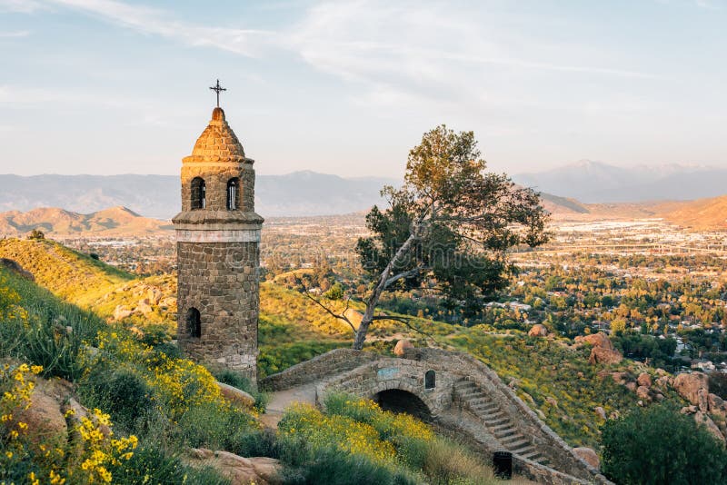 The World Peace Bridge on Mount Rubidoux, in Riverside, California stock photos