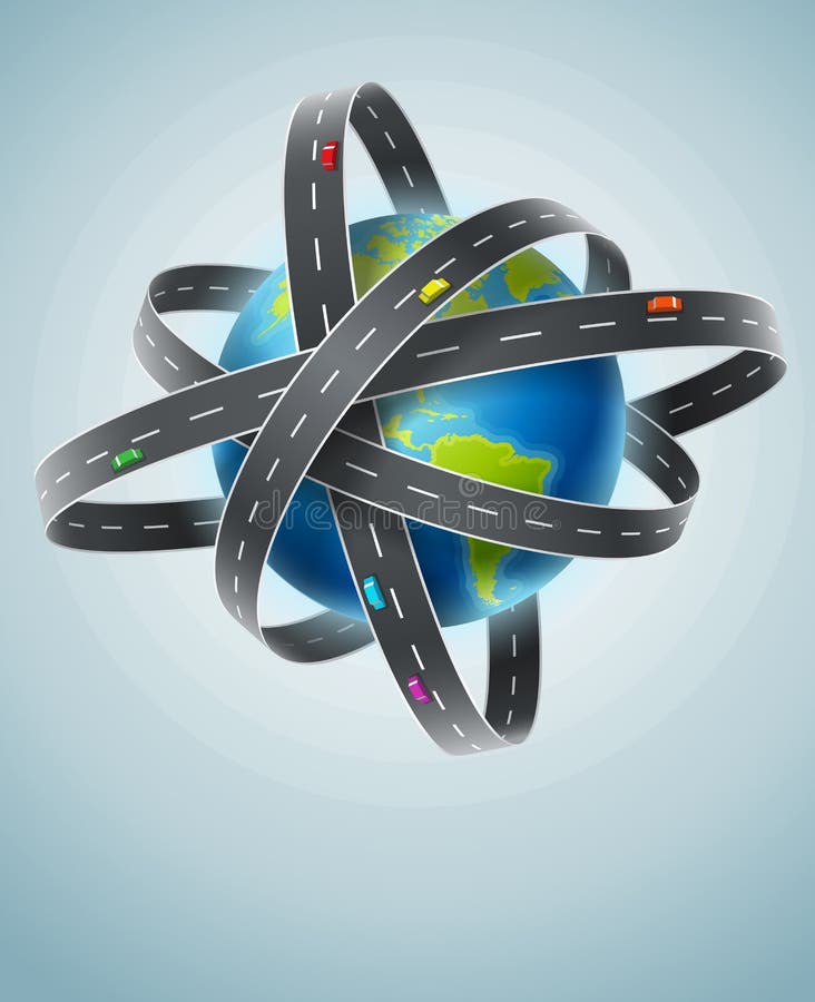 World planet circled by net of roads royalty free illustration