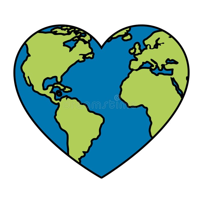 World planet earth with heart shape