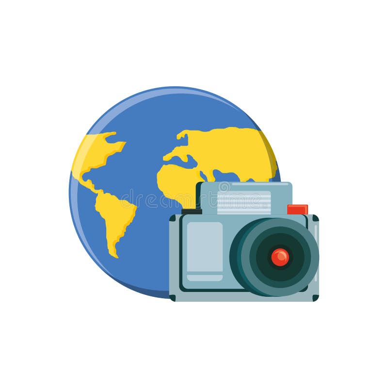 World Planet Earth with Photographic Camera Stock Vector - Illustration of  save, symbol: 139112845