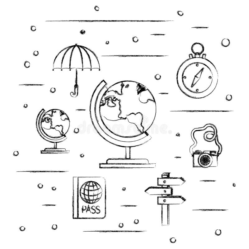 World Planet with Set Travel Icons Stock Vector - Illustration of ...