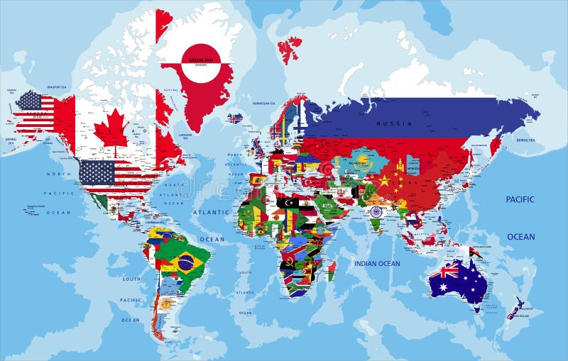 Free Flag 3D Map of Russia, flag centered