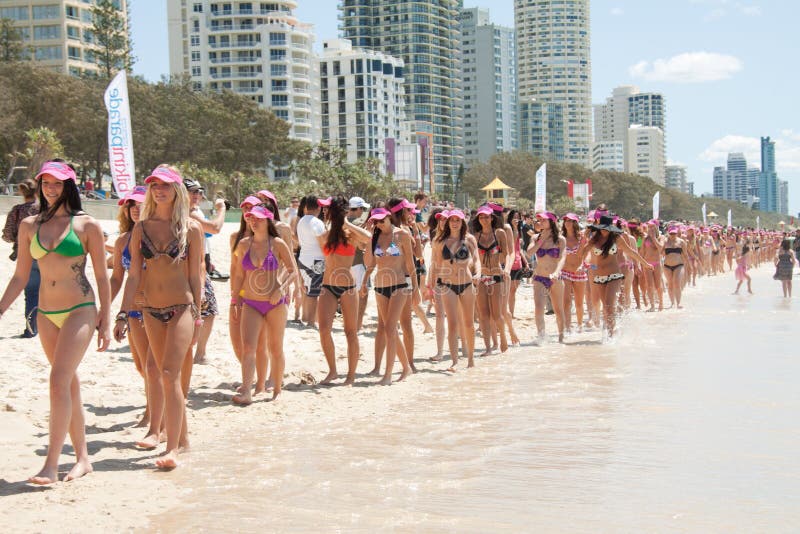World Record Bikini Parade in Gold Coast Editorial Photography Image