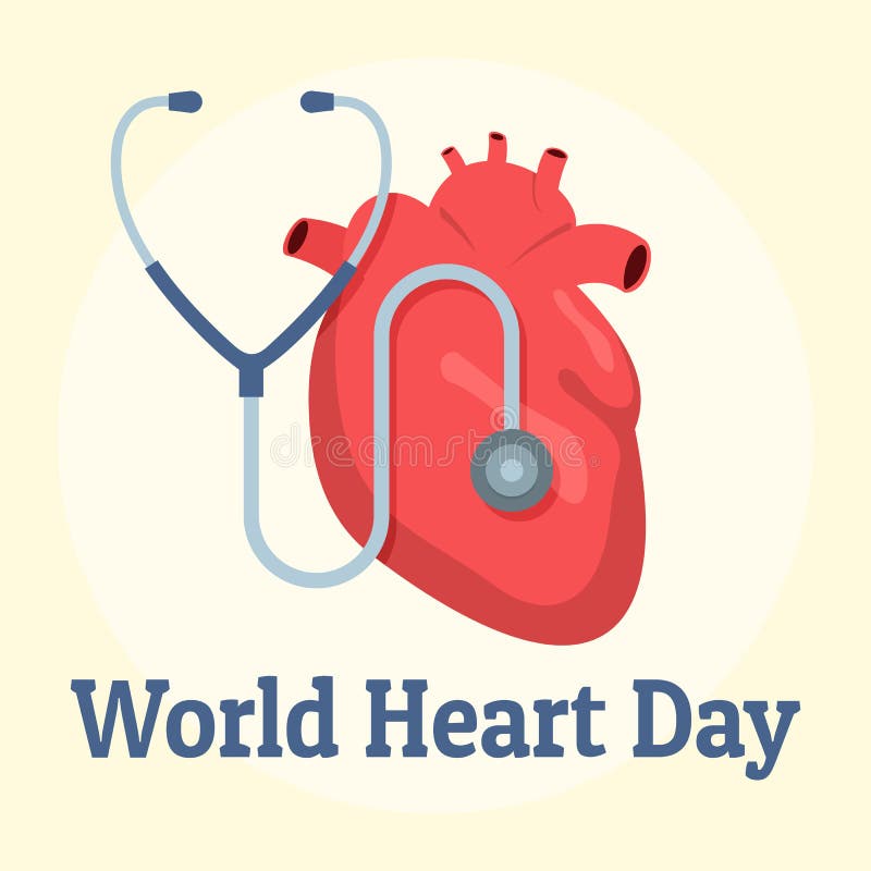 World Red Heart Day Background, Flat Style Stock Vector Illustration