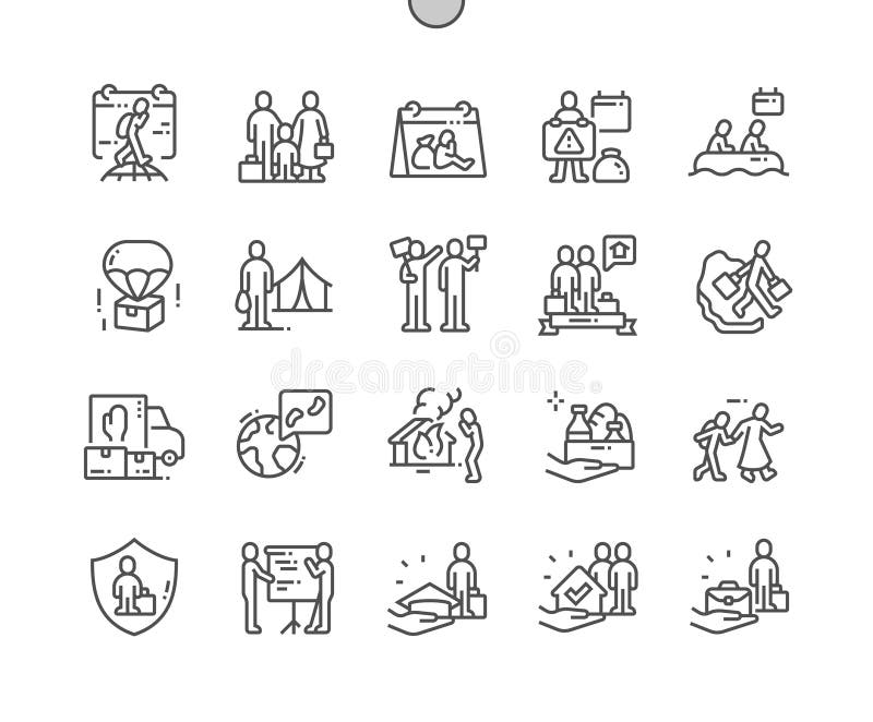World Refugee Day Well-crafted Pixel Perfect Vector Thin Line Icons 30 2x Grid for Web Graphics and Apps royalty free illustration World Refugee Day Well-crafted Pixel Perfect Vector Thin Line Icons 30 2x Grid for Web Graphics and Apps royalty free illustration