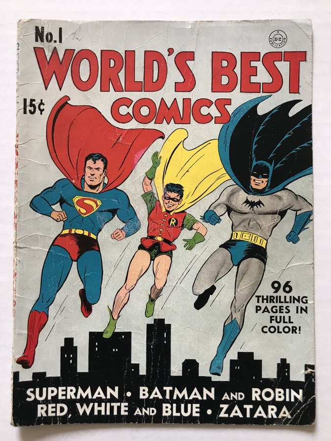 1941 World`s Best Comics Comic Book with Superman, Batman and Robin.  Editorial Image - Image of collector, rare: 163836705