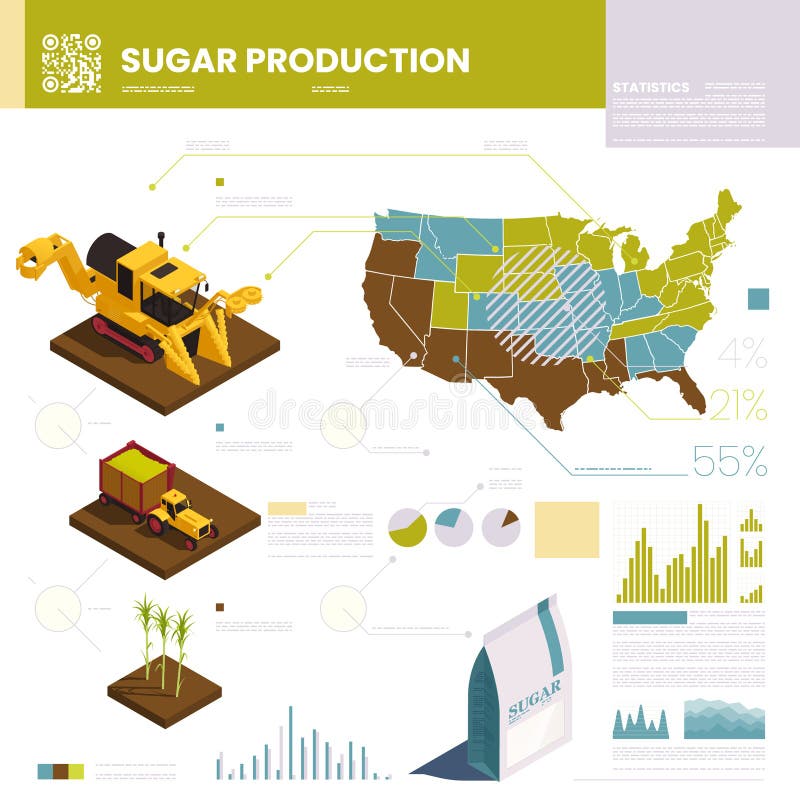 World Sugar Production Infographics Stock Vector Illustration of sugar, agriculture 289143332