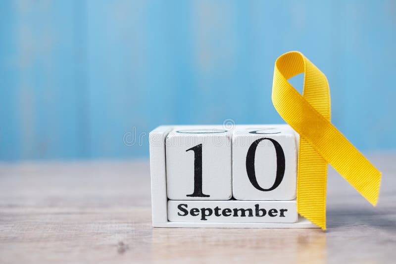 World Suicide prevention day  10 September, Yellow Ribbon for supporting people living and illness. Stop and Save Suicidal