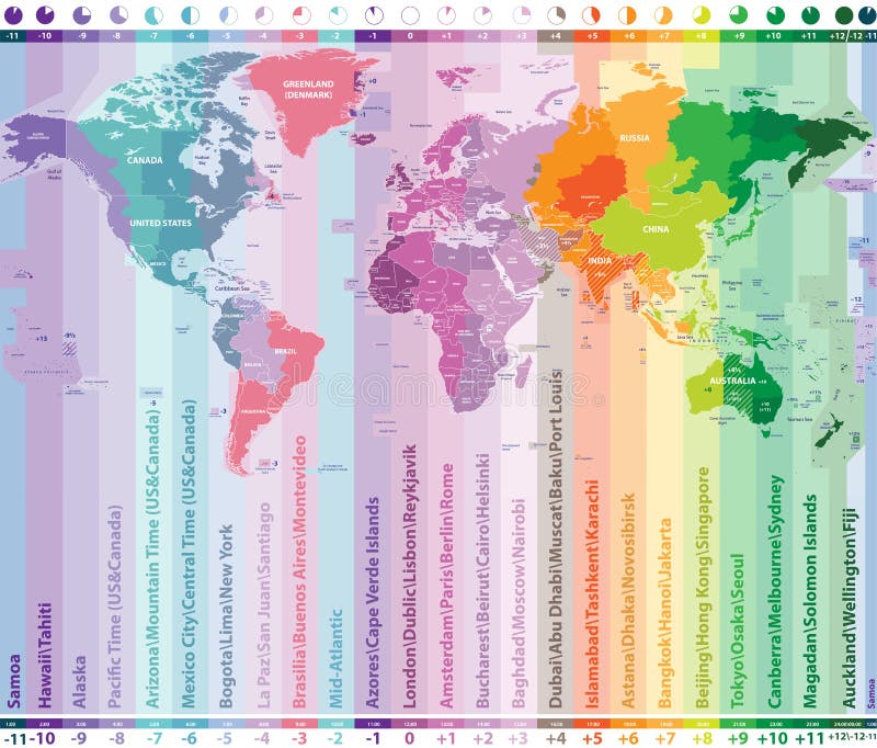 World Map With Time Zones And Countries Map