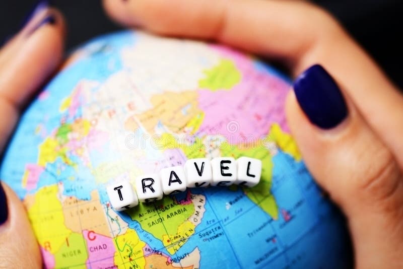 World Travel Concept with Colorful Globe in Woman Hand Stock Image ...