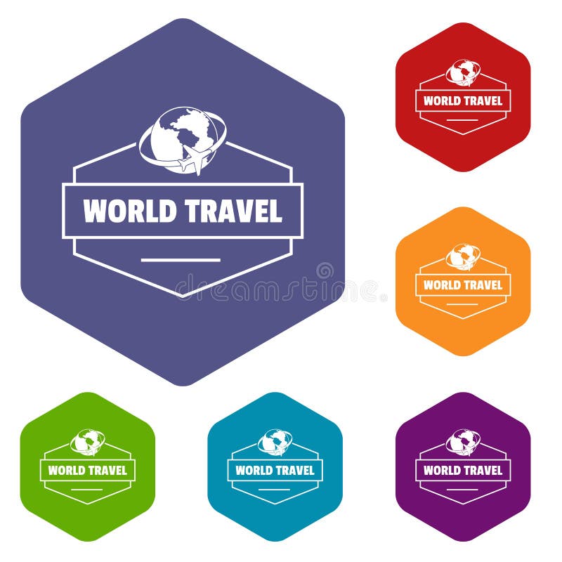 World Travel Icons Vector Hexahedron Stock Vector - Illustration of ...